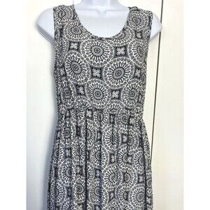 5th & Love Womens Sleeveless Flowing Flowery Dress Blue/White Sz Lrg